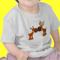 Cute Cartoon Moose Couple in Love Baby T-Shirt