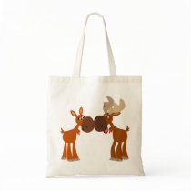 Cute Cartoon Moose Couple in Love Bag