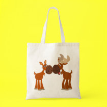 Cute Cartoon Moose Couple in Love Bag