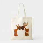 Cute Cartoon Moose Couple in Love Bag bags