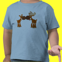 Cute Cartoon Moose Couple in Love Children T-Shirt