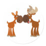 Cute Cartoon Moose Couple in Love Round Sticker