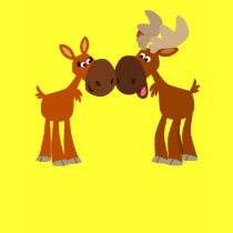 Cute Cartoon Moose Couple in Love Women T-Shirt