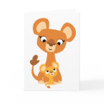 Cute Cartoon Mother Lion and cub Greeting card