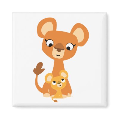 Cute Cartoon Mother Lion and cub magnet by Lioness_Graphics