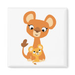 Cute Cartoon Mother Lion and cub magnet