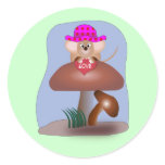 Cute Cartoon Mouse on a Mushroom Stickers