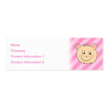Cute Cartoon Mouse on Pink Stripes. Business Card Template