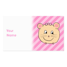 Cute Cartoon Mouse on Pink Stripes. Business Cards