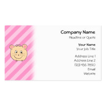Cute Cartoon Mouse on Pink Stripes. Business Cards