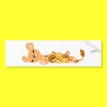 Cute Cartoon Mum Lion and Cubs Bumper Sticker bumper stickers