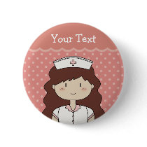 Cute cartoon nurse (brunette) buttons