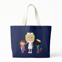Cute Cartoon Nurse & Children Tote Bag