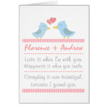 Cute cartoon of a pair of blue birds in love greeting cards