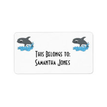 cute cartoon orca killer whale personalized address label