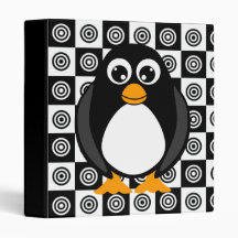 Cute Cartoon Penguin Black and White Vinyl Binders