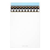 Cute Cartoon Penguins Winter Scene Stationery