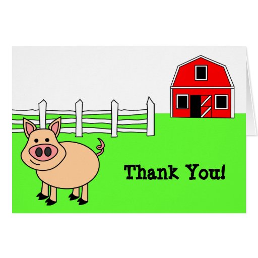 Cute Cartoon Pig Thank You Card