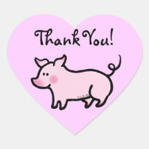 Cute cartoon piggy thank you heart stickers