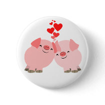 Cute Cartoon Pigs in Love Button Badge