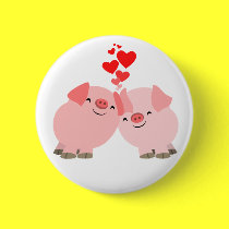 Cute Cartoon Pigs in Love Button Badge