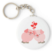 Cute Cartoon Pigs in Love Keychain