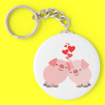 Cute Cartoon Pigs in Love Keychain