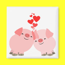Cute Cartoon Pigs in Love Magnet