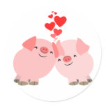 Cute Cartoon Pigs in Love Sticker