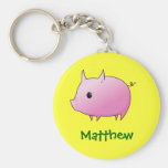 Cute Cartoon Pink Pig Personalized Name Gift Keychain
