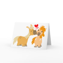 Cute Cartoon Ponies in Love greeting card