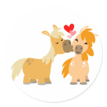 Cute Cartoon Ponies in Love sticker