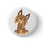 Cute Cartoon Prankish Lynx Button Badge