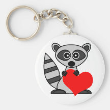 Cute Cartoon Raccoon Holding Heart Key Chains