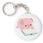 Cute Cartoon Reading Piglet  Keychain