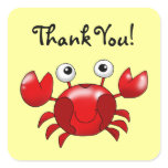 Cute cartoon red crab thank you stickers