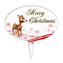 Cute Cartoon Reindeer Christmas Cake Pick