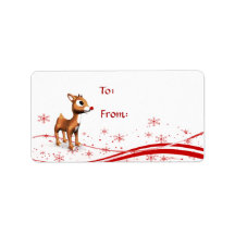 Cute Cartoon Reindeer Christmas Gift Tags Custom Address Labels