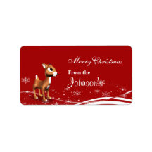 Cute Cartoon Reindeer Christmas Gift Tags Custom Address Label