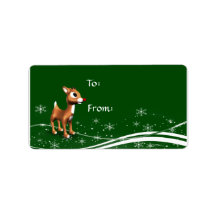Cute Cartoon Reindeer Christmas Gift Tags Custom Address Label