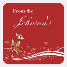 Cute Cartoon Reindeer Christmas Gift Tags Stickers