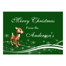 Cute Cartoon Reindeer Christmas Greeting Custom Invitation