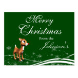 Cute Cartoon Reindeer Christmas Greeting Post Card