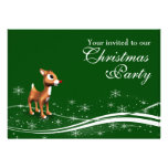 Cute Cartoon Reindeer Christmas Party Invitation
