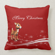 Cute Cartoon Reindeer Christmas Pillow