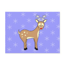 Cute Cartoon Reindeer Holiday Postcard