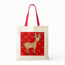 Cute Cartoon Reindeer Holiday Tote Bag