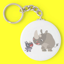 Cute Cartoon Rhino Baby & Big Rhino Keychain