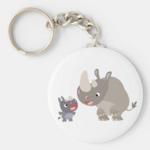 Cute Cartoon Rhino Baby & Big Rhino Keychain