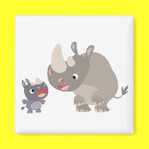 Cute Cartoon Rhino Baby & Big Rhino Magnet